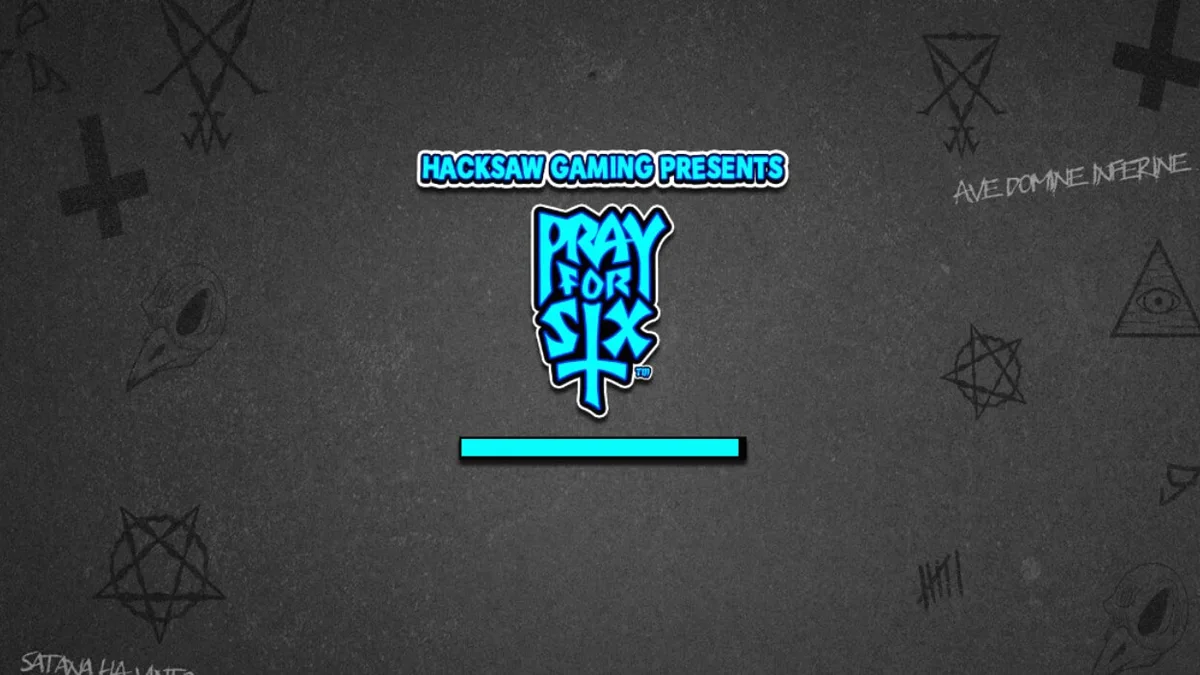 Interface do jogo de slot Pray for Six com tema gótico e monocromático