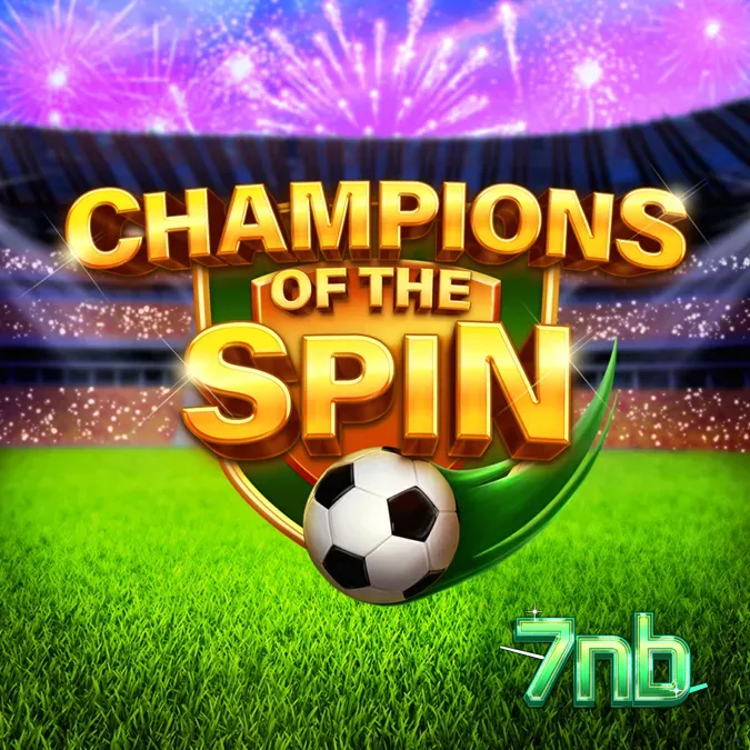 Interface do jogo de slot Champions of the Spin com tema de futebol
